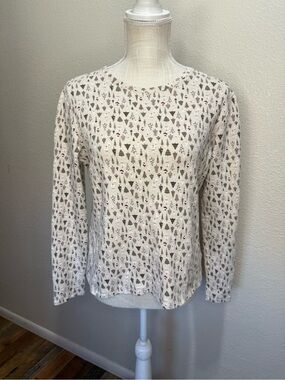 Croft & Barrow Women’s Cream Long-Sleeve Knit Top with Green & Red Xmas Trees